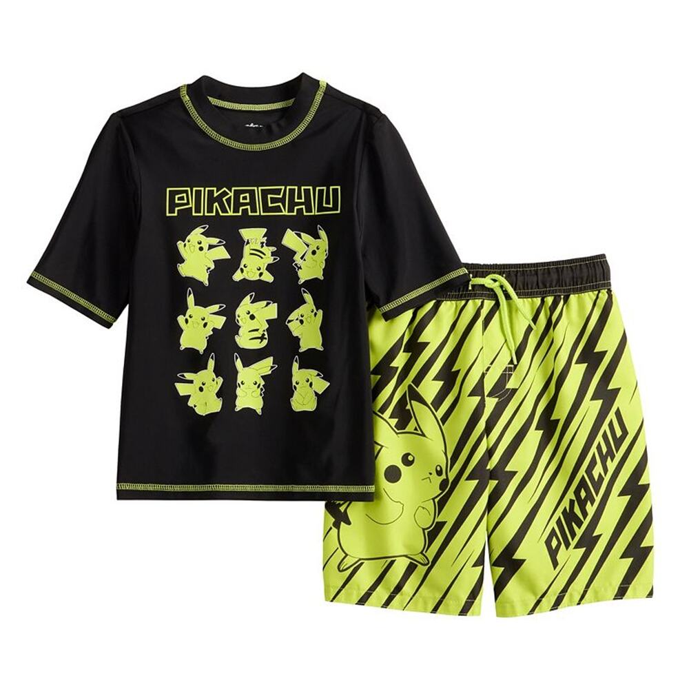 Pokemon Boys Rashguard & Swim Trunks Set Size Small (4)  NWT